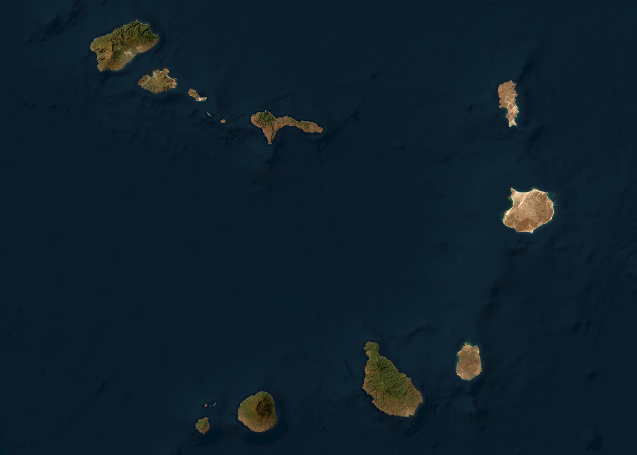 Satellite map of the Cape Verde archipelago